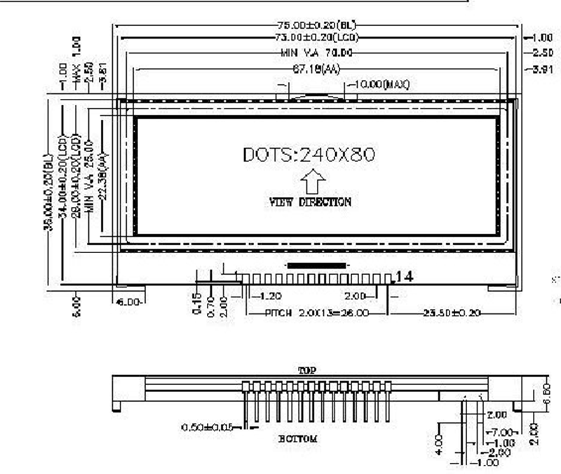 Bodová znaková grafika COB 240x80 LCD modul (1)