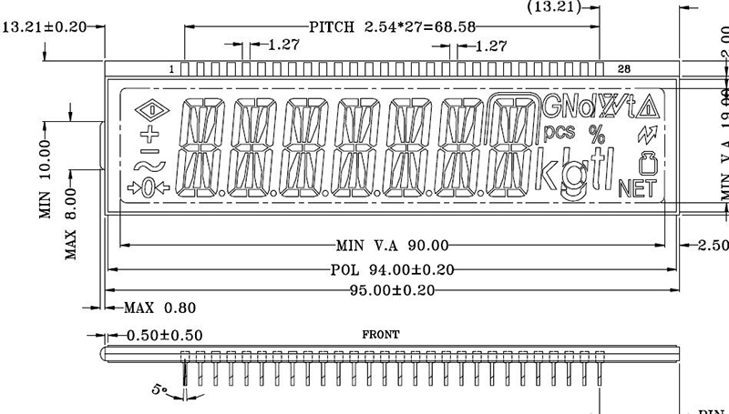 Segmenta LCD-Ekrano COB-Modulo por Elektromezurilo (9)