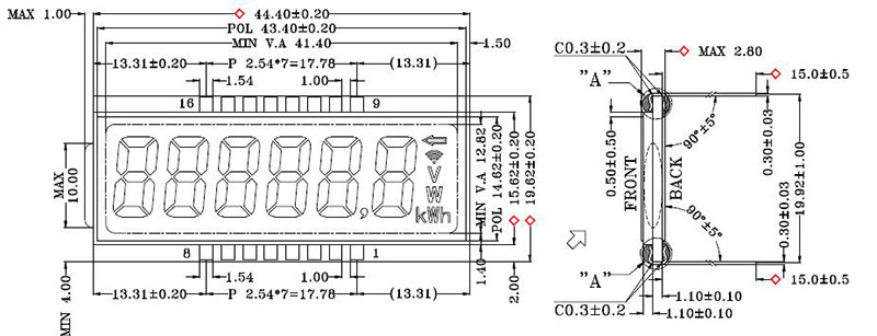 Segment LCD Display TNHTNFSTN para sa Smart Meter (7)