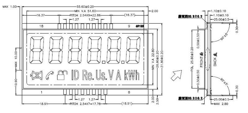 Segment LCD Display TNHTNFSTN for Smart Meter (8)